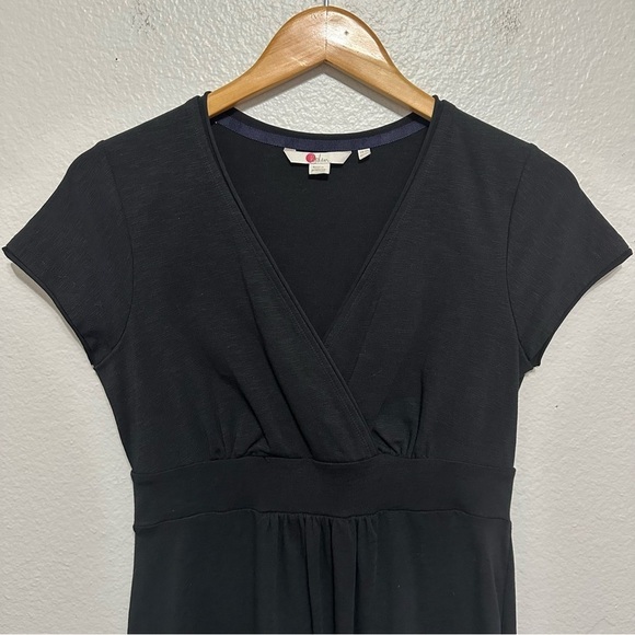 Boden Jersey Knit Faux Wrap Dress Women's 6 Long Black Stretch Classic Surplice - Picture 2 of 7